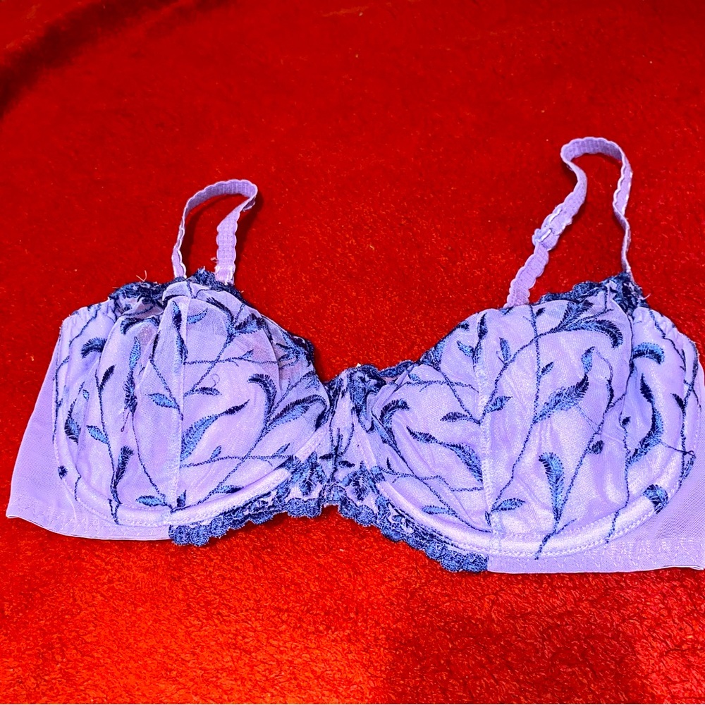 VS Gold Label 36D Bra Embroidered Floral Mesh Lace Underwire Padded Demi Unique